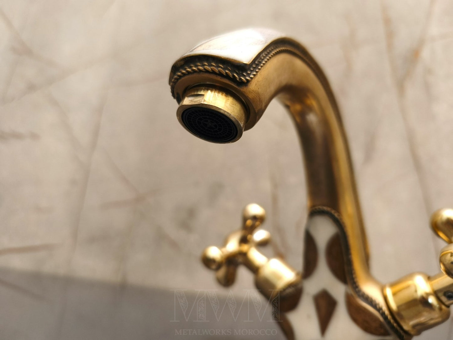 Handmade Brass Bath Mixer Taps with Resin & Wood Inlay
