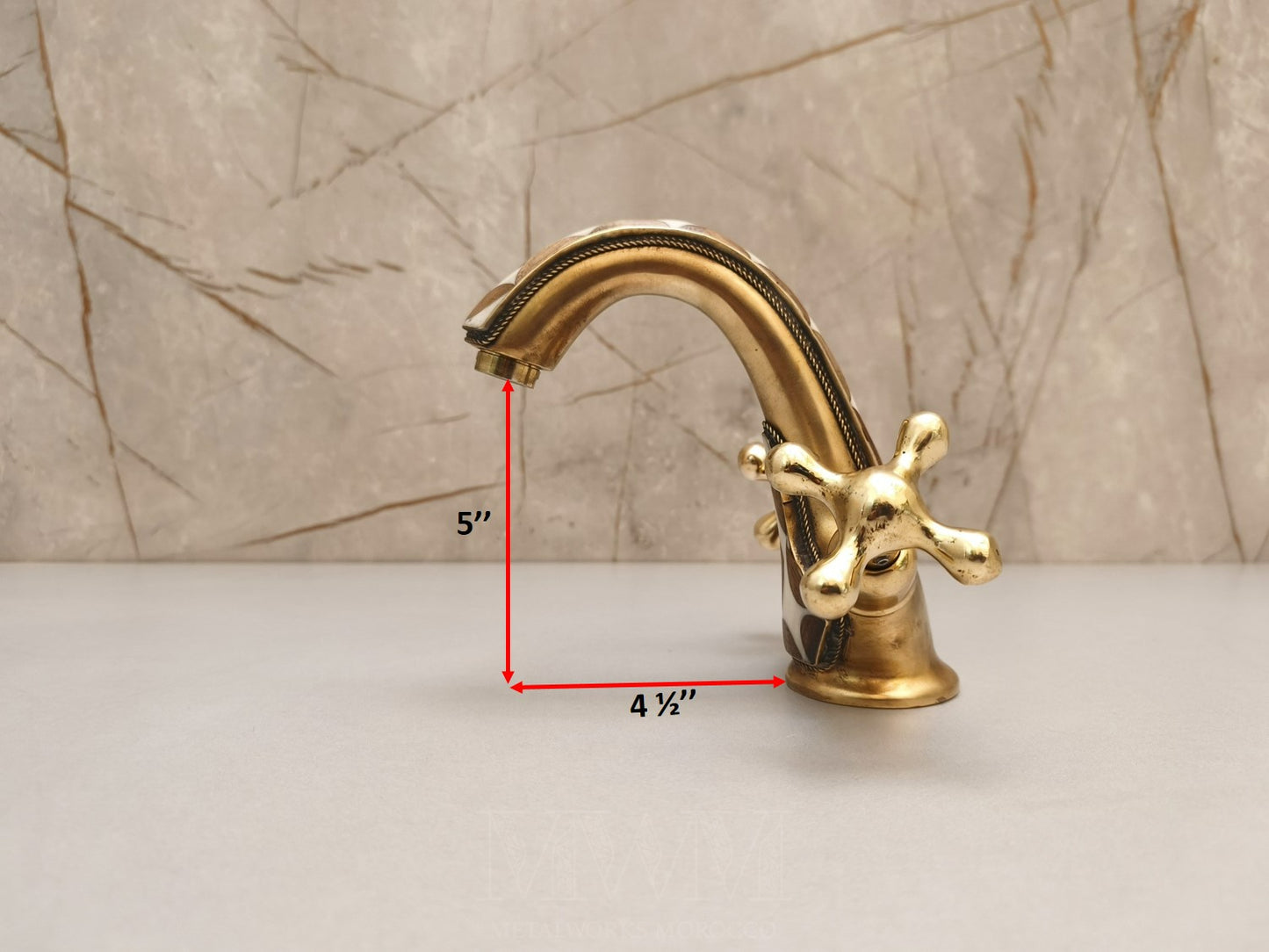 Handmade Brass Bath Mixer Taps with Resin & Wood Inlay