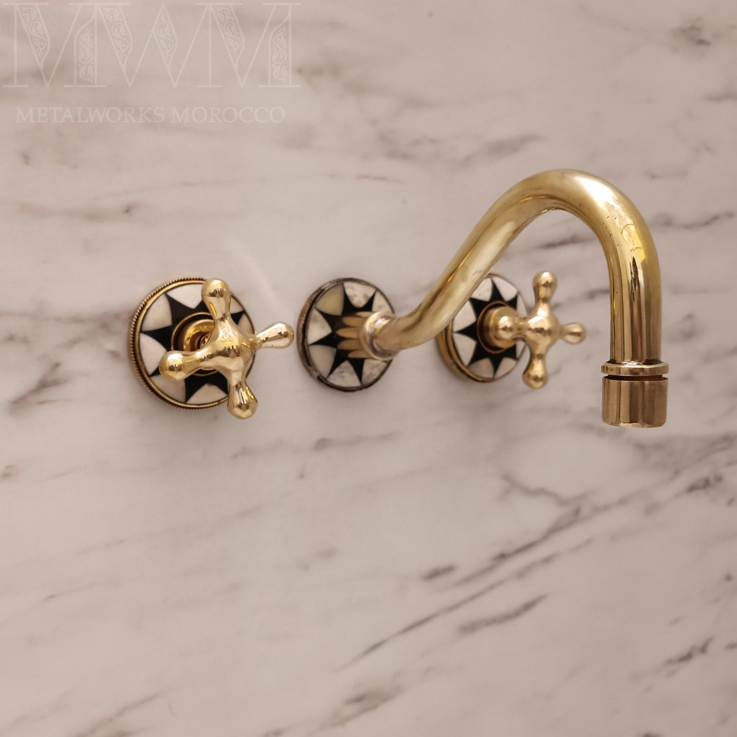 Brass Wall Mounted Basin Taps With Resin