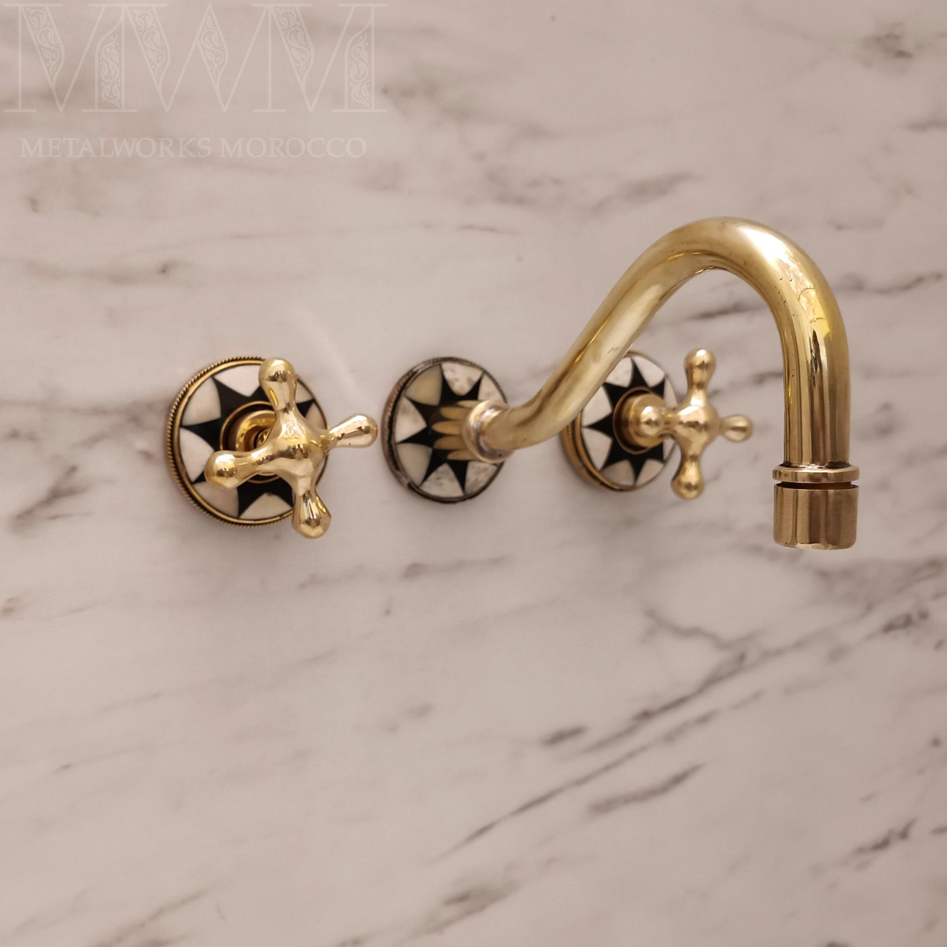 Brass Wall Mounted Basin Taps With Resin