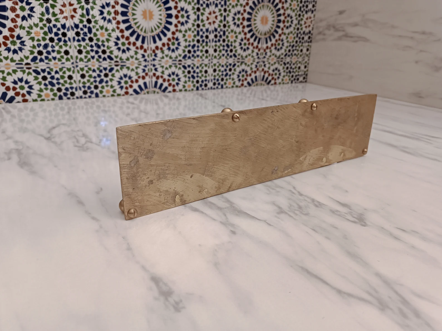 Handmade Brushed Brass Wall-Mounted Shelf