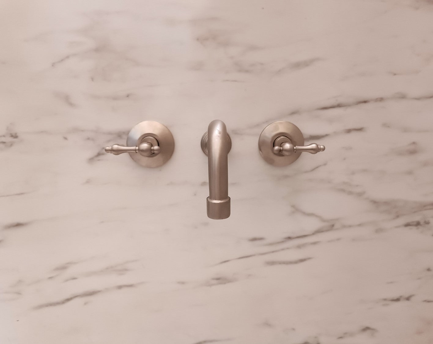 Brushed Nickel Wall Mounted Bathroom Faucet