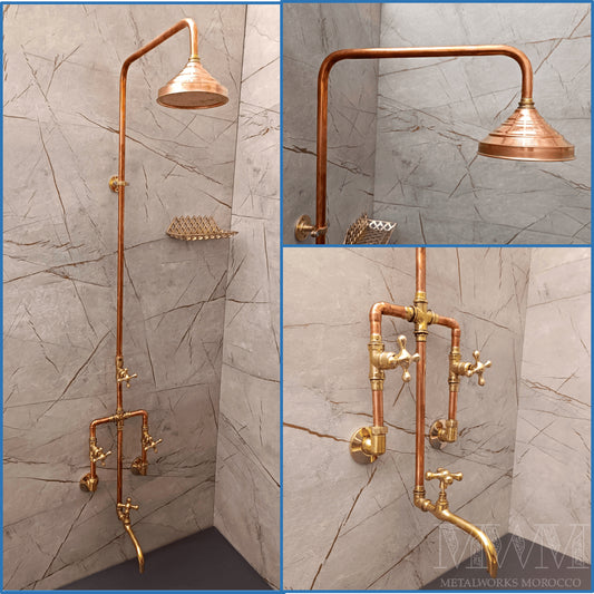 Exposed Copper Bathtub Shower System