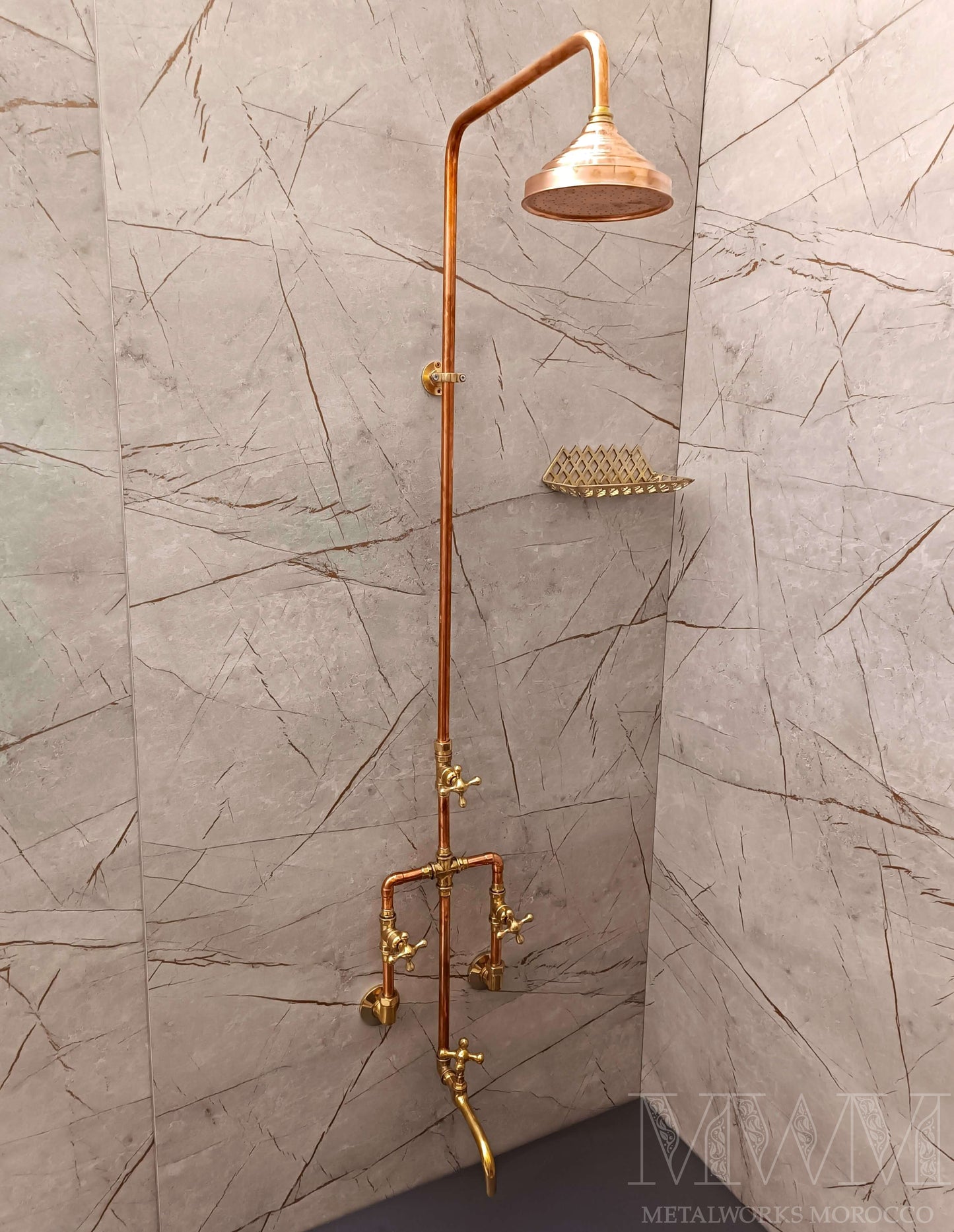 Exposed Copper Bathtub Shower System