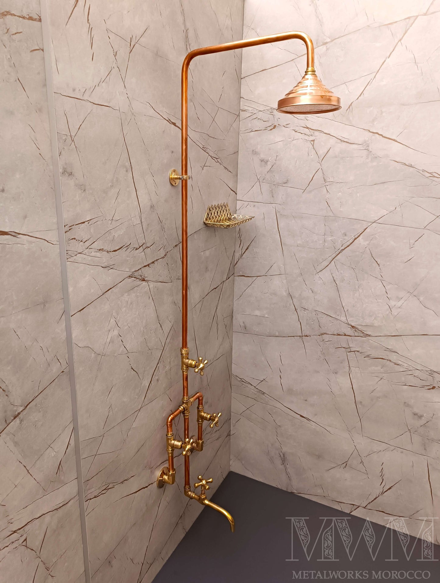 Exposed Copper Bathtub Shower System