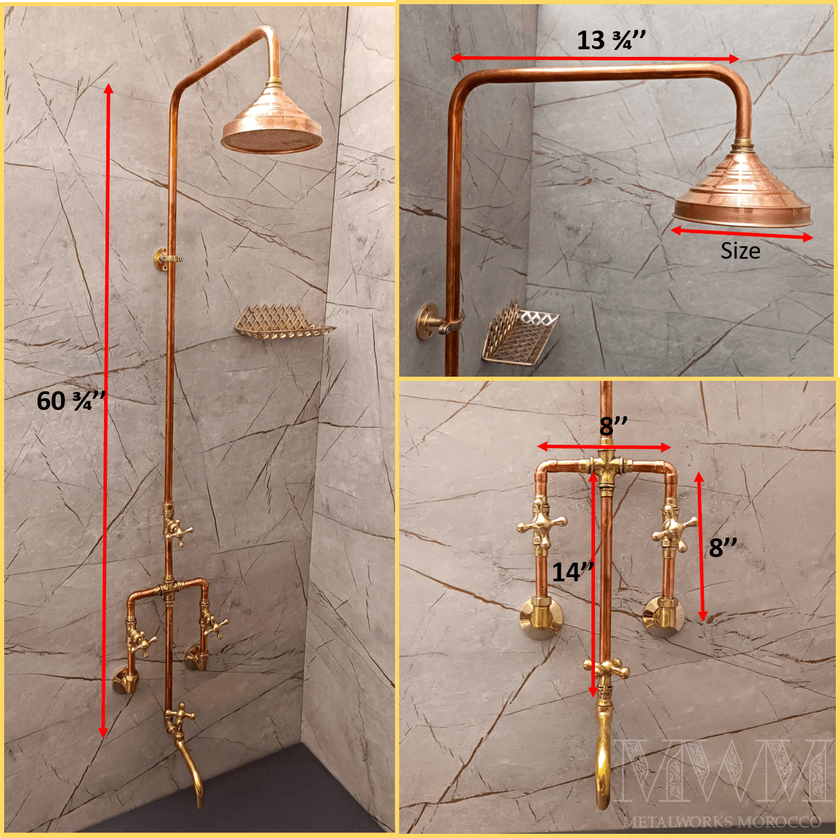 Exposed Copper Bathtub Shower System
