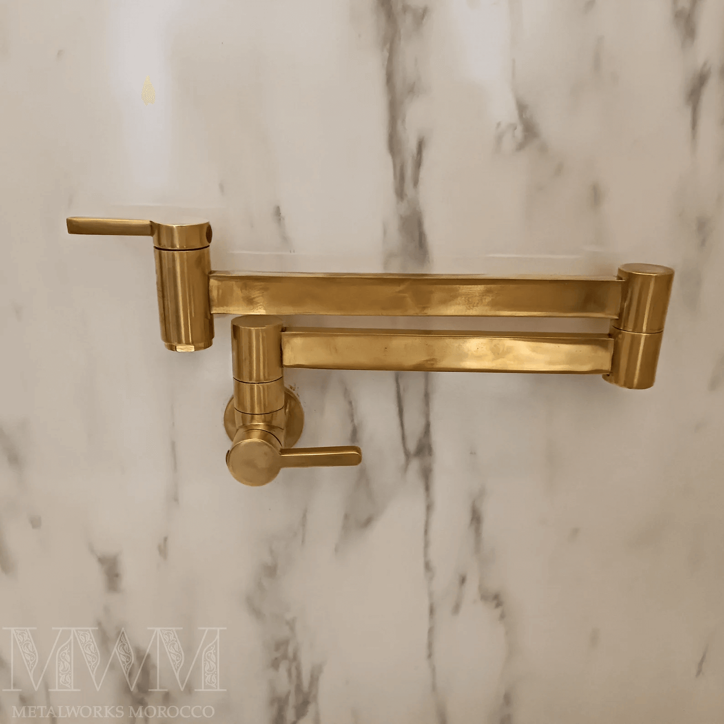 Flat Polished Brass Pot Filler Over Stove