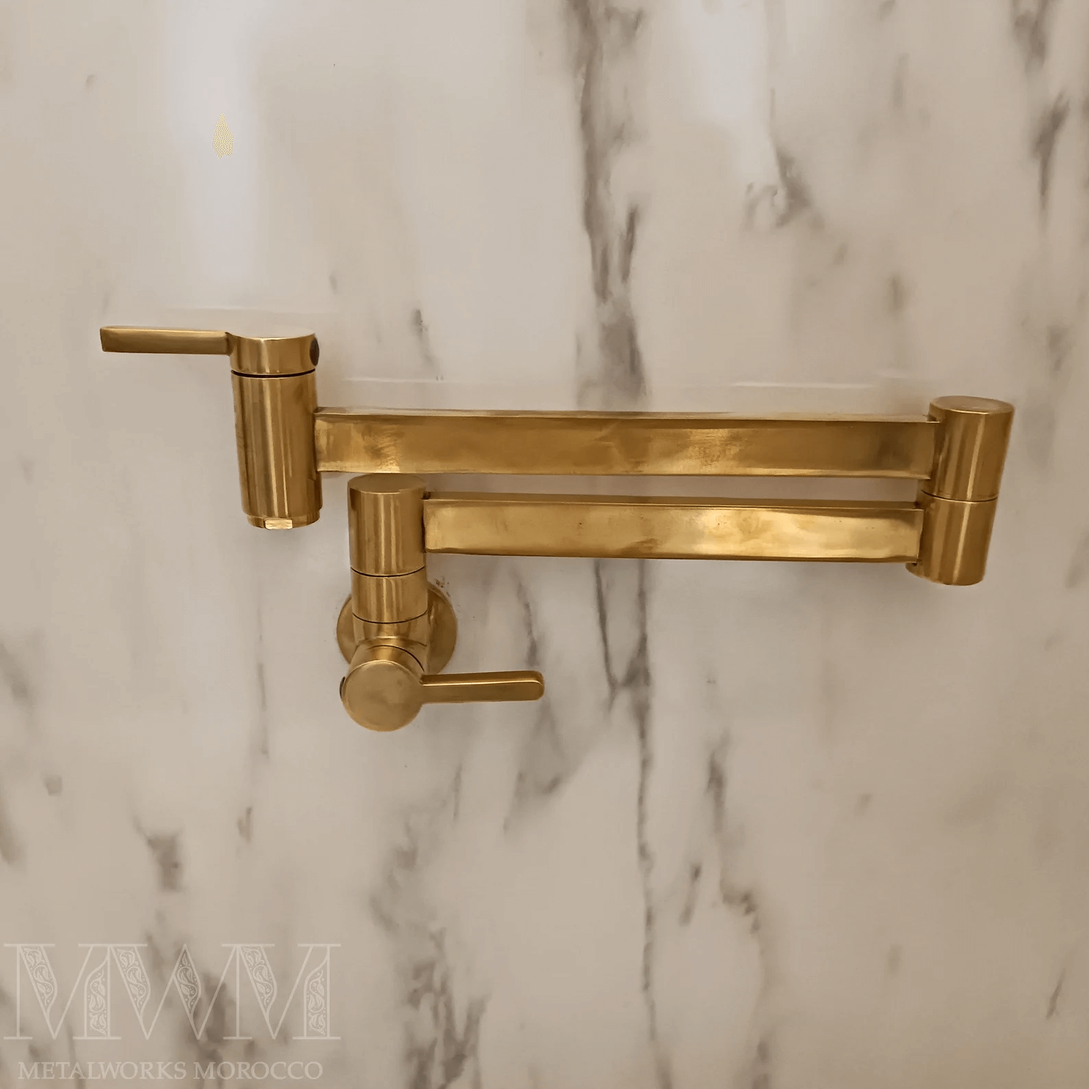 Flat Polished Brass Pot Filler Over Stove