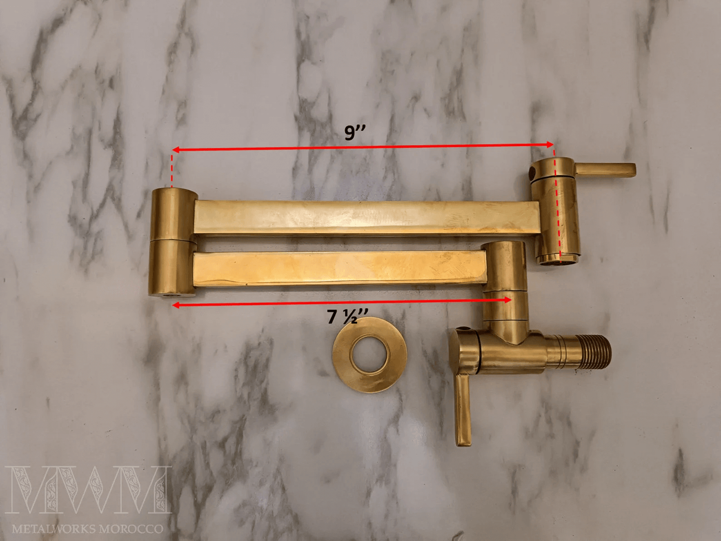 Flat Polished Brass Pot Filler Over Stove