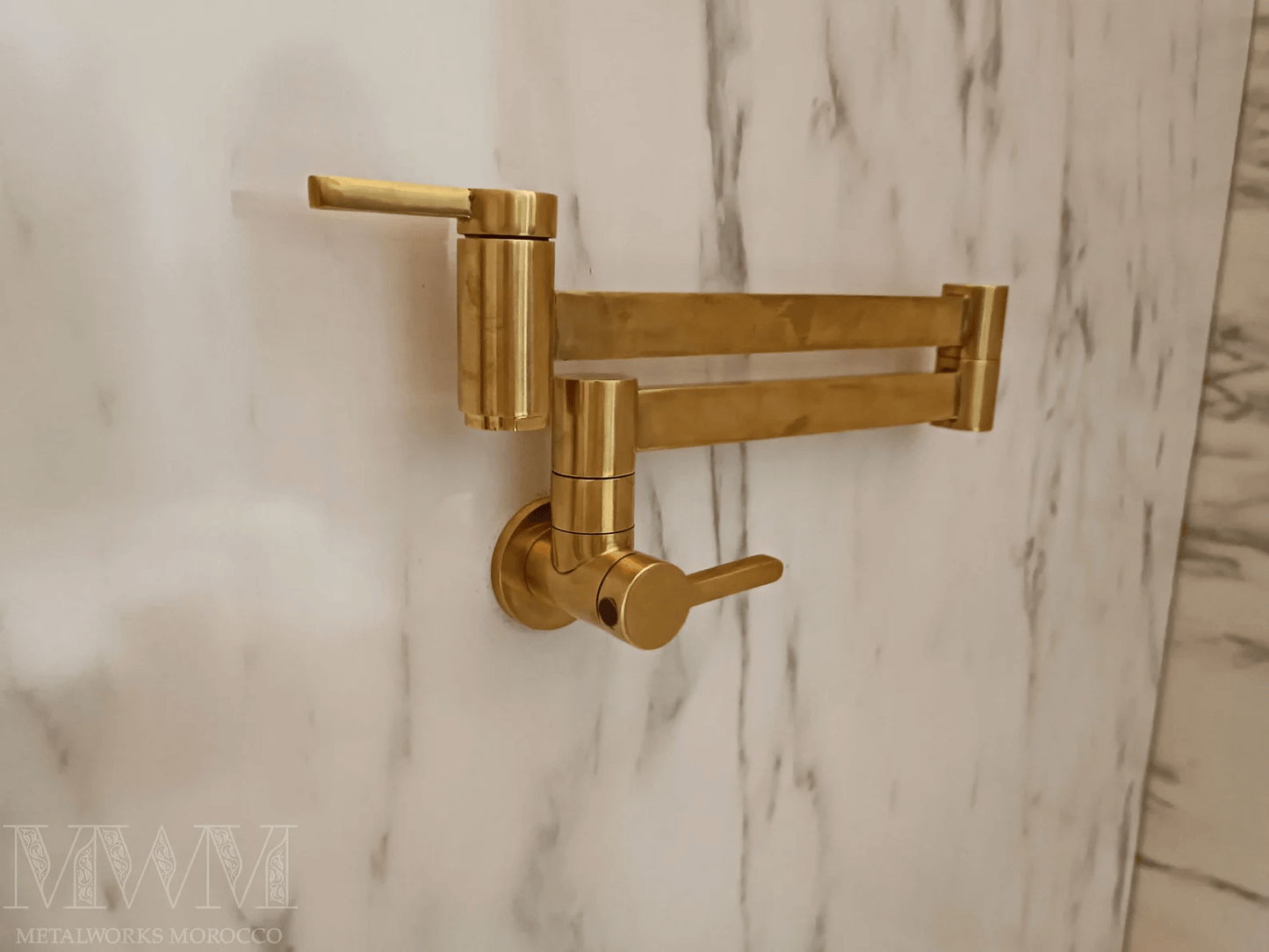 Flat Polished Brass Pot Filler Over Stove