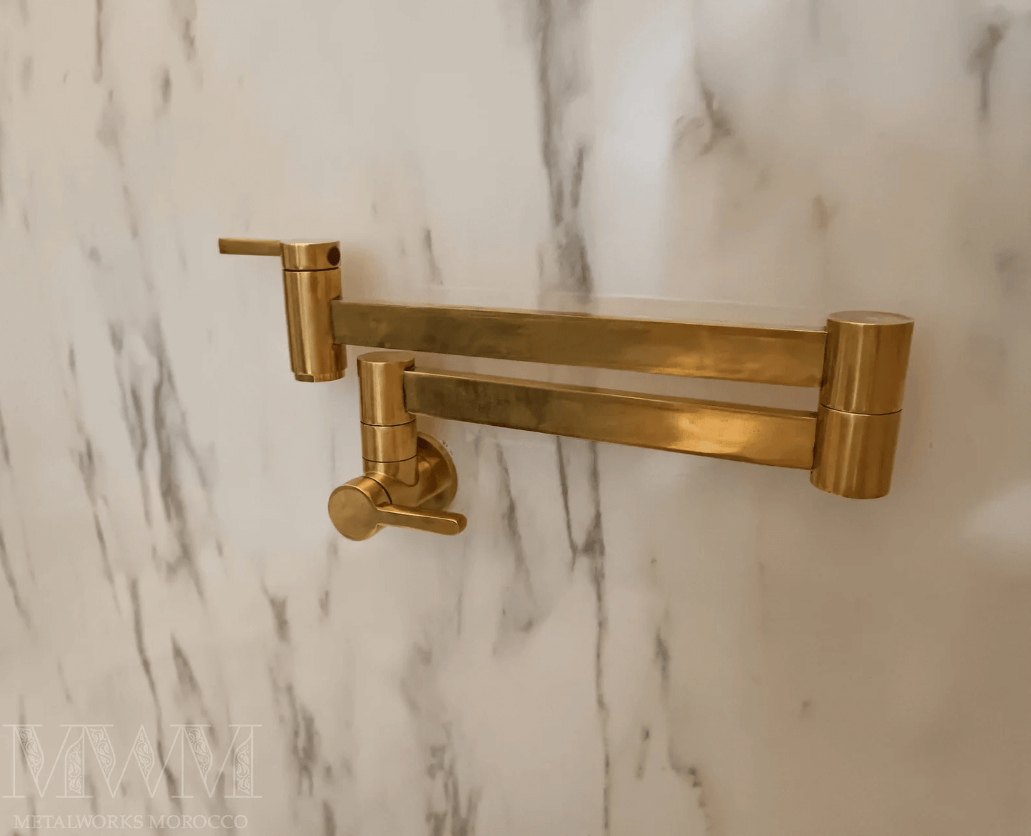 Flat Polished Brass Pot Filler Over Stove