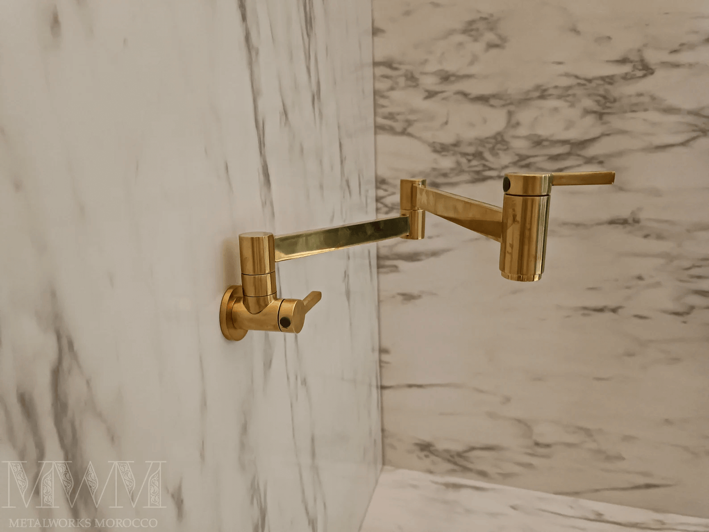 Flat Polished Brass Pot Filler Over Stove