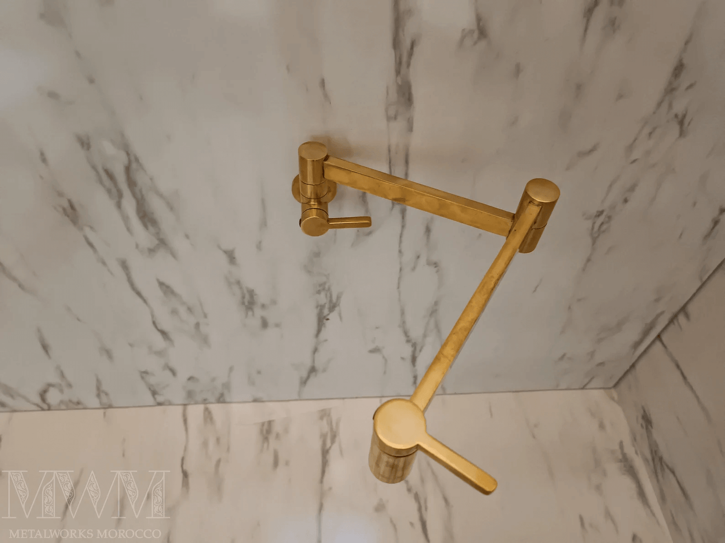 Flat Polished Brass Pot Filler Over Stove