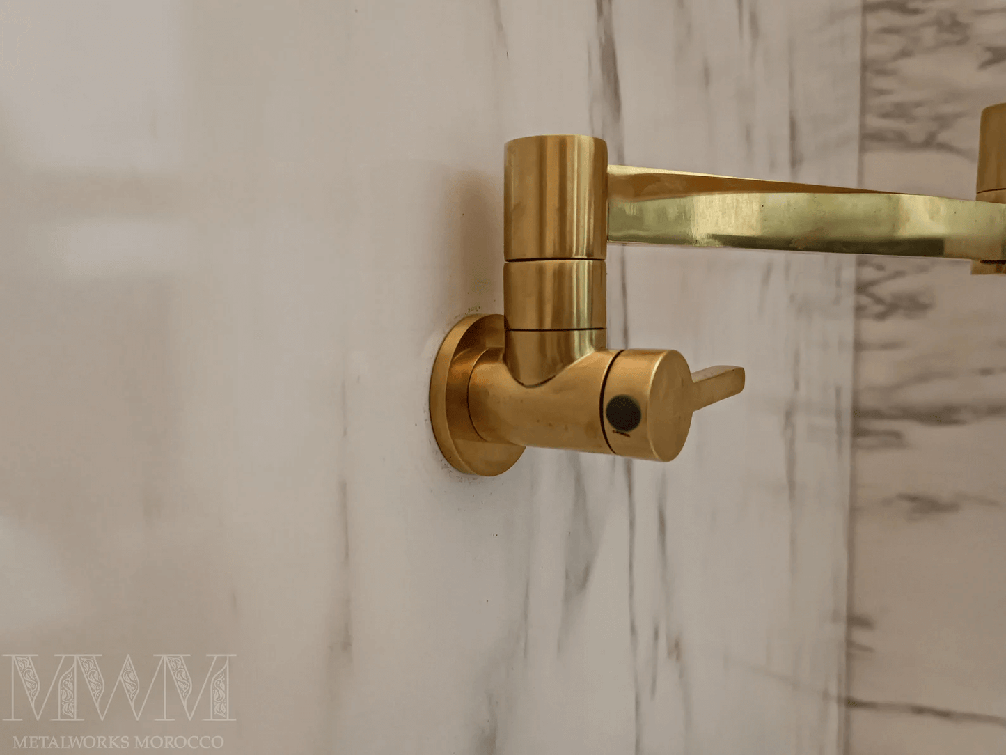 Flat Polished Brass Pot Filler Over Stove