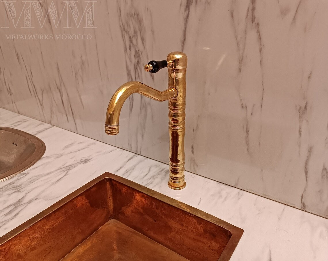 Georgian Unlacquered Brass Vessel Sink Faucet