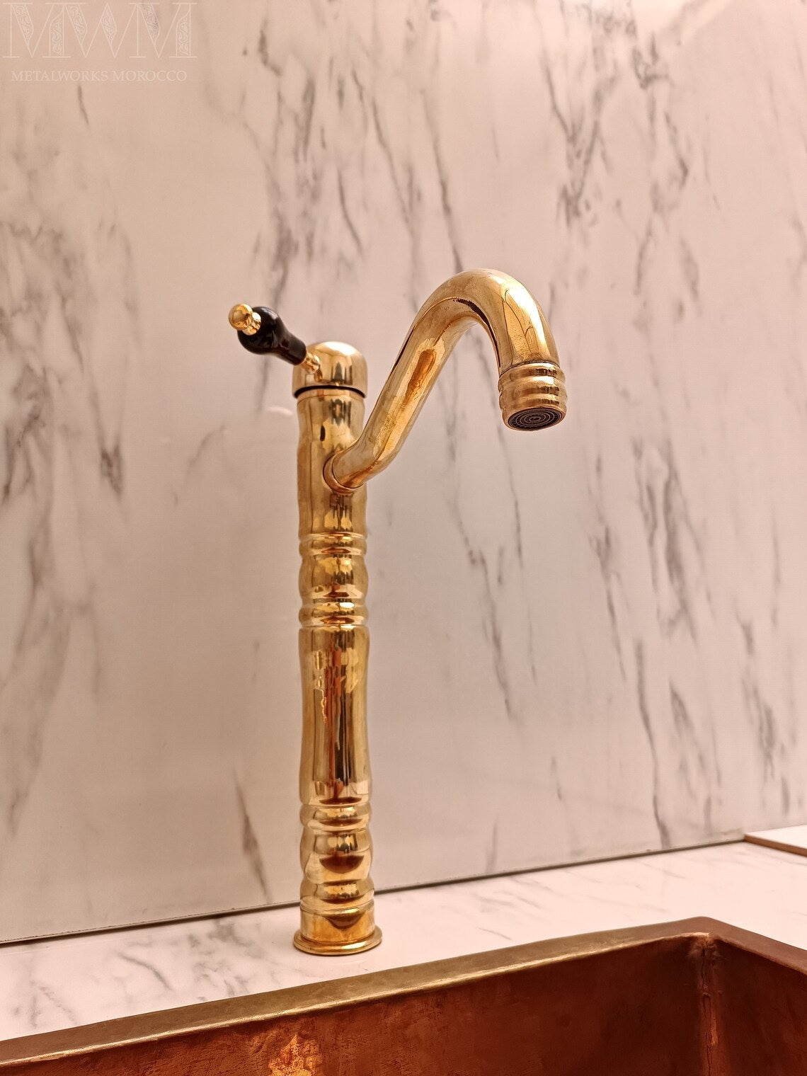 Georgian Unlacquered Brass Vessel Sink Faucet