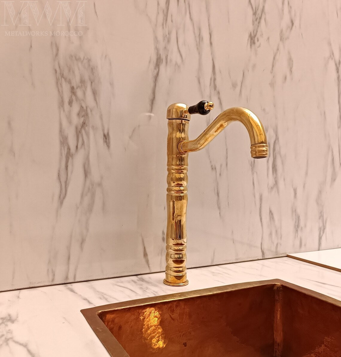 Georgian Unlacquered Brass Vessel Sink Faucet