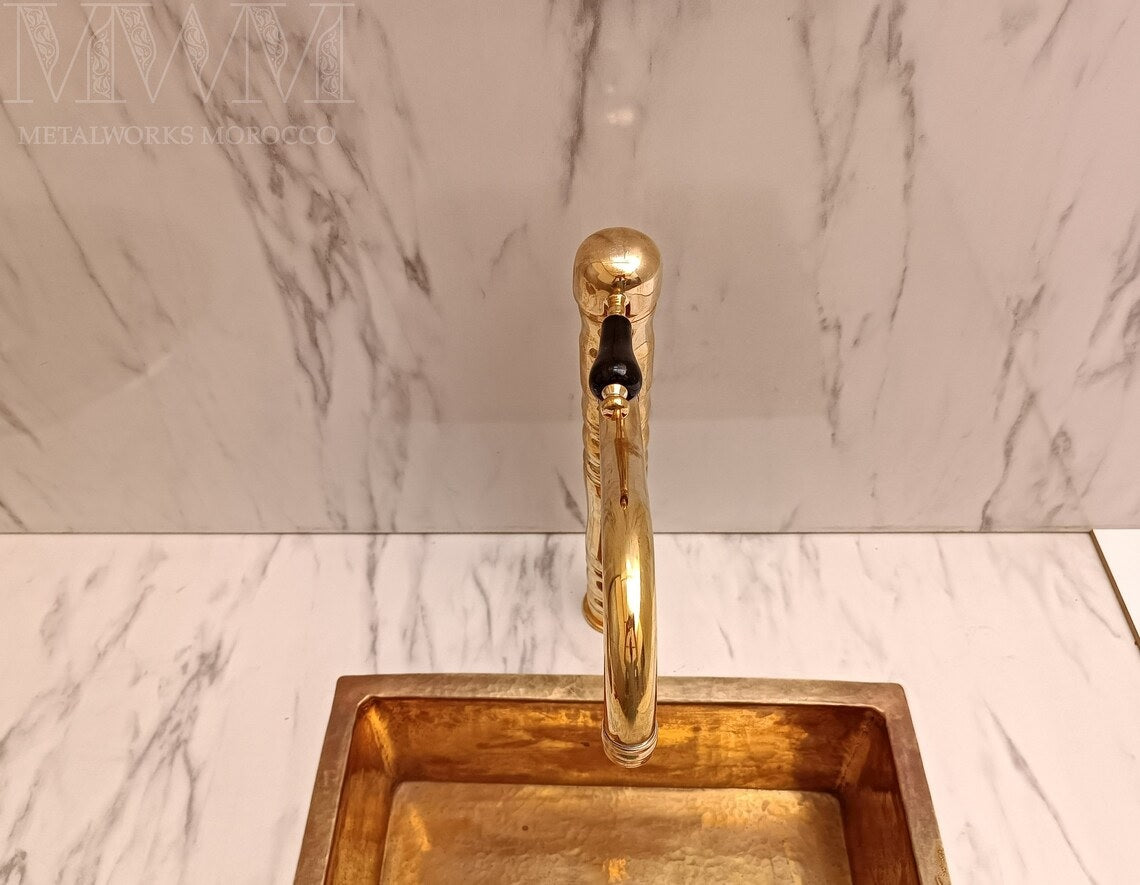 Georgian Unlacquered Brass Vessel Sink Faucet