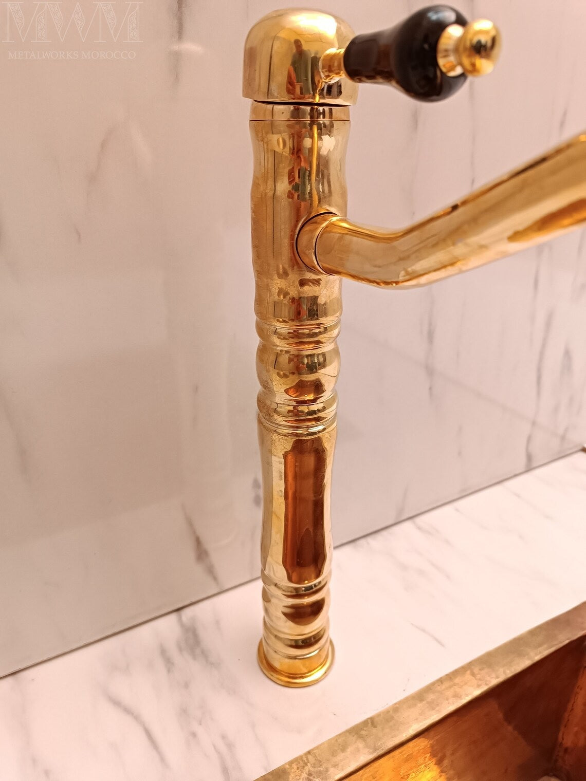 Georgian Unlacquered Brass Vessel Sink Faucet