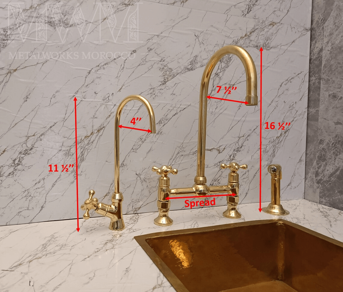 Heritage Kitchen Bridge Faucet With Sprayer
