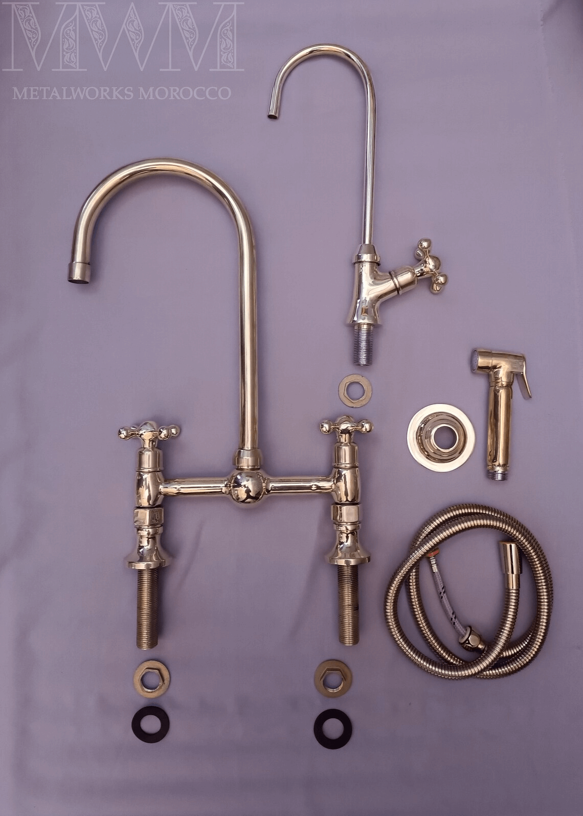 Heritage Kitchen Bridge Faucet With Sprayer