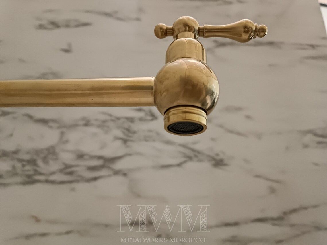Lever Handles Unlacquered Brass Pot Filler Faucet