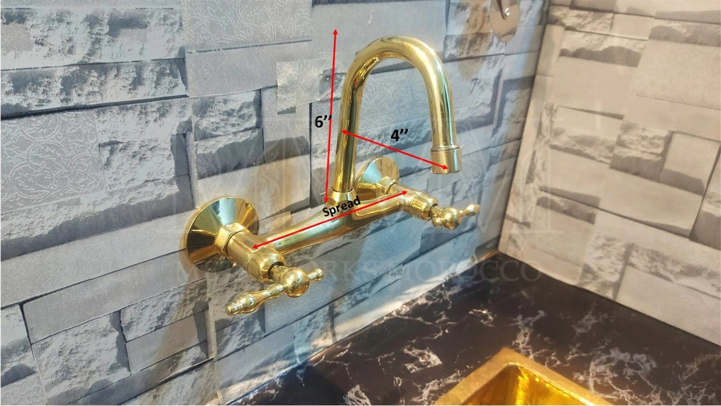 Lever Handles Unlacquered Brass Wall Mount Faucet