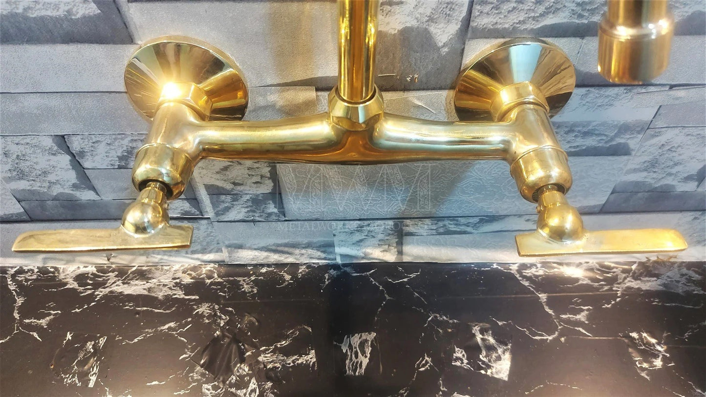 Lever Handles Unlacquered Brass Wall Mount Faucet