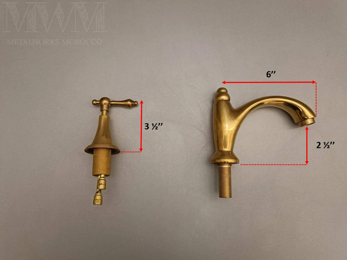 Unlacquered Brass Widespread Bathroom Faucet – alternate angle