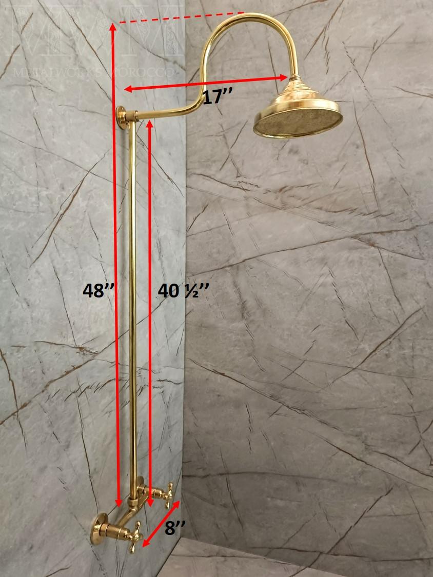 Unlacquered Brass Exposed Shower System