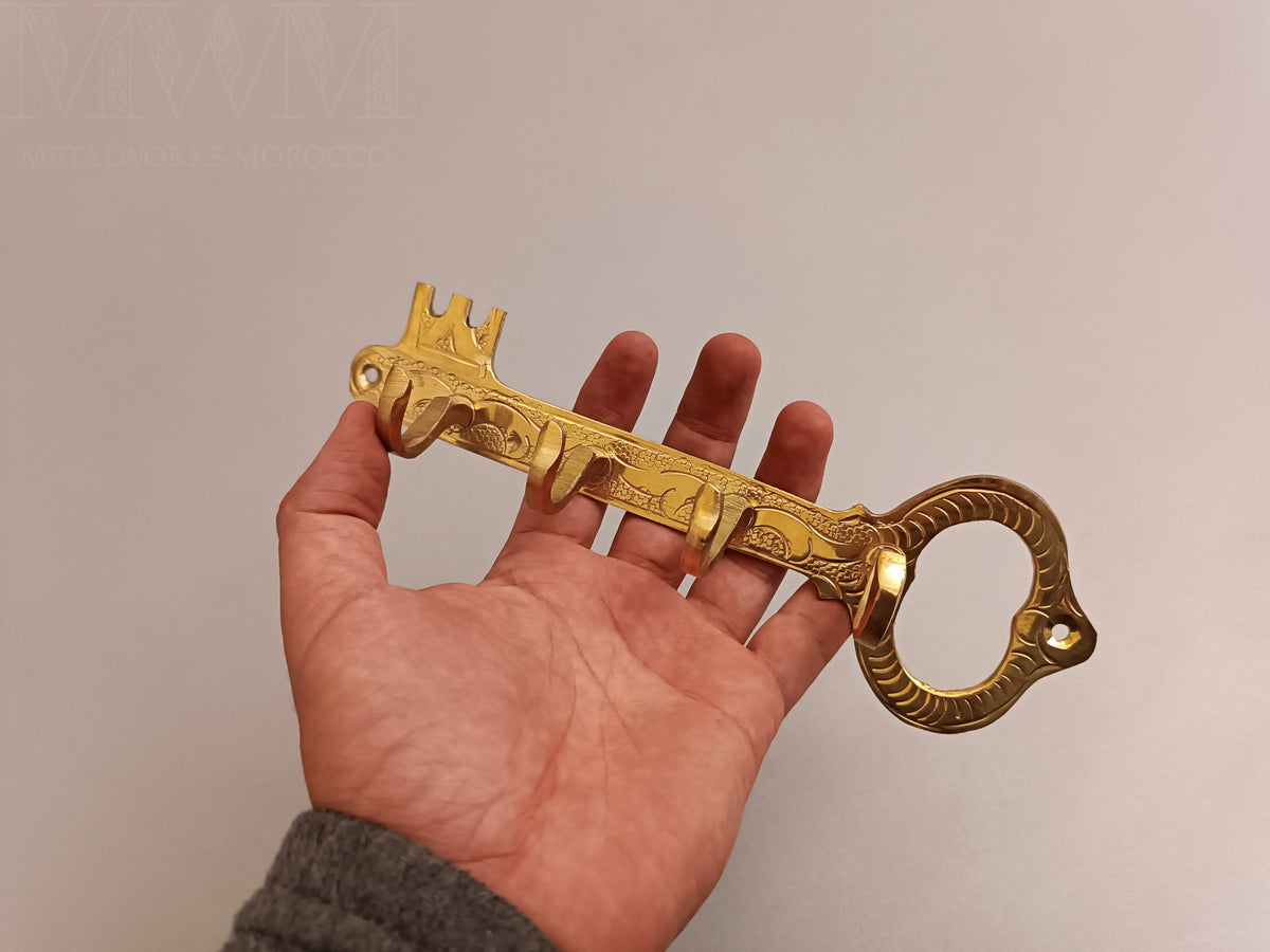 Natural Brass Key Holder For Wall – side angle view