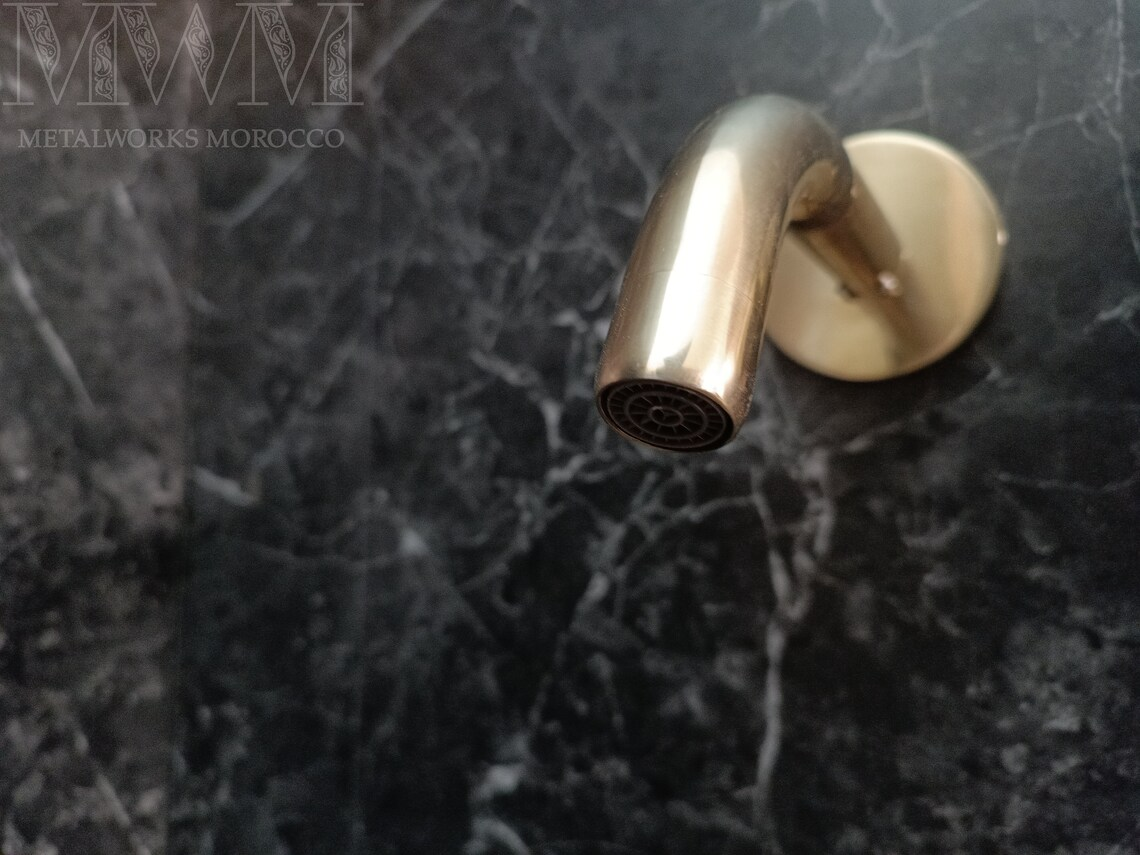 Polished Brass Bathroom Faucet Single Handle Wall Mount