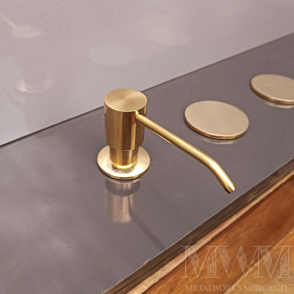 Unlacquered Brass Soap Dispenser Built-In Deck Mount