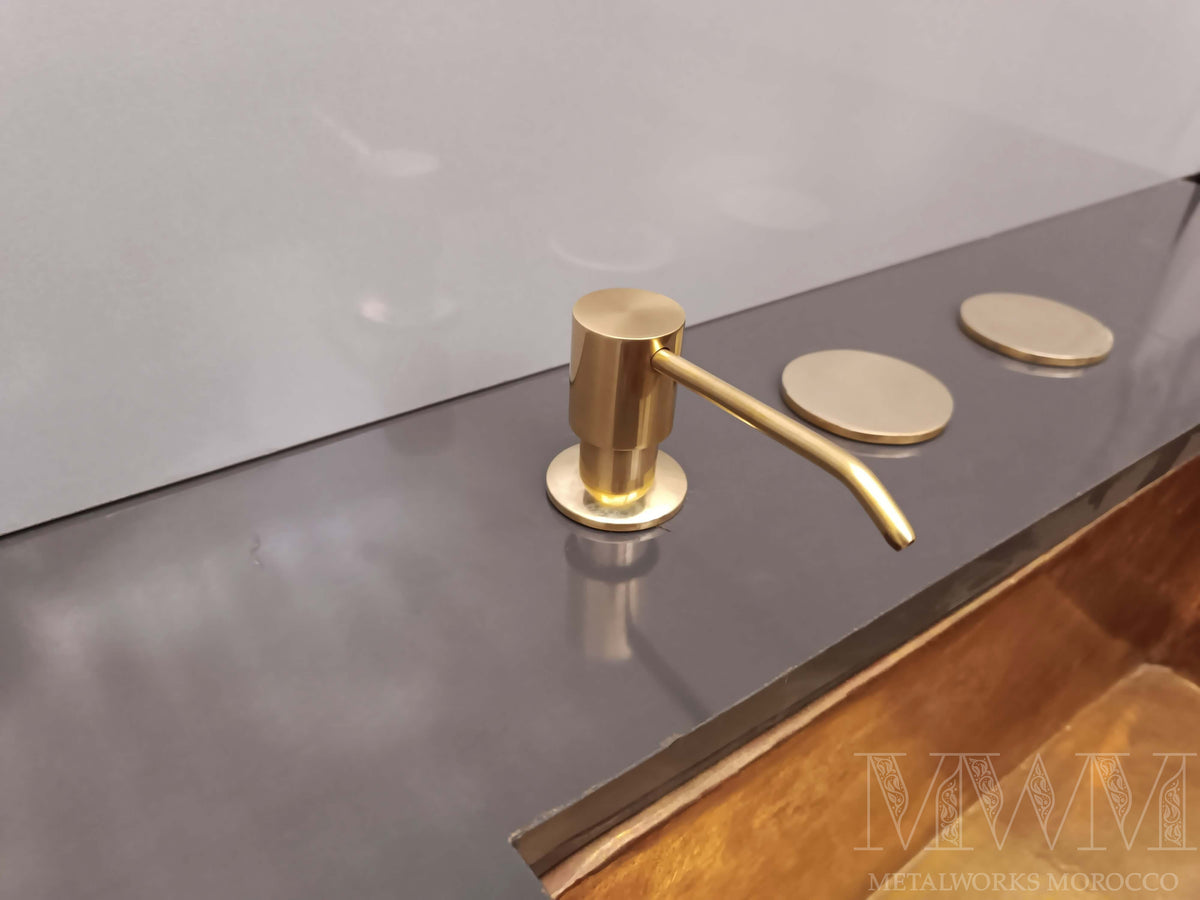 Unlacquered Brass Soap Dispenser Built-In Deck Mount
