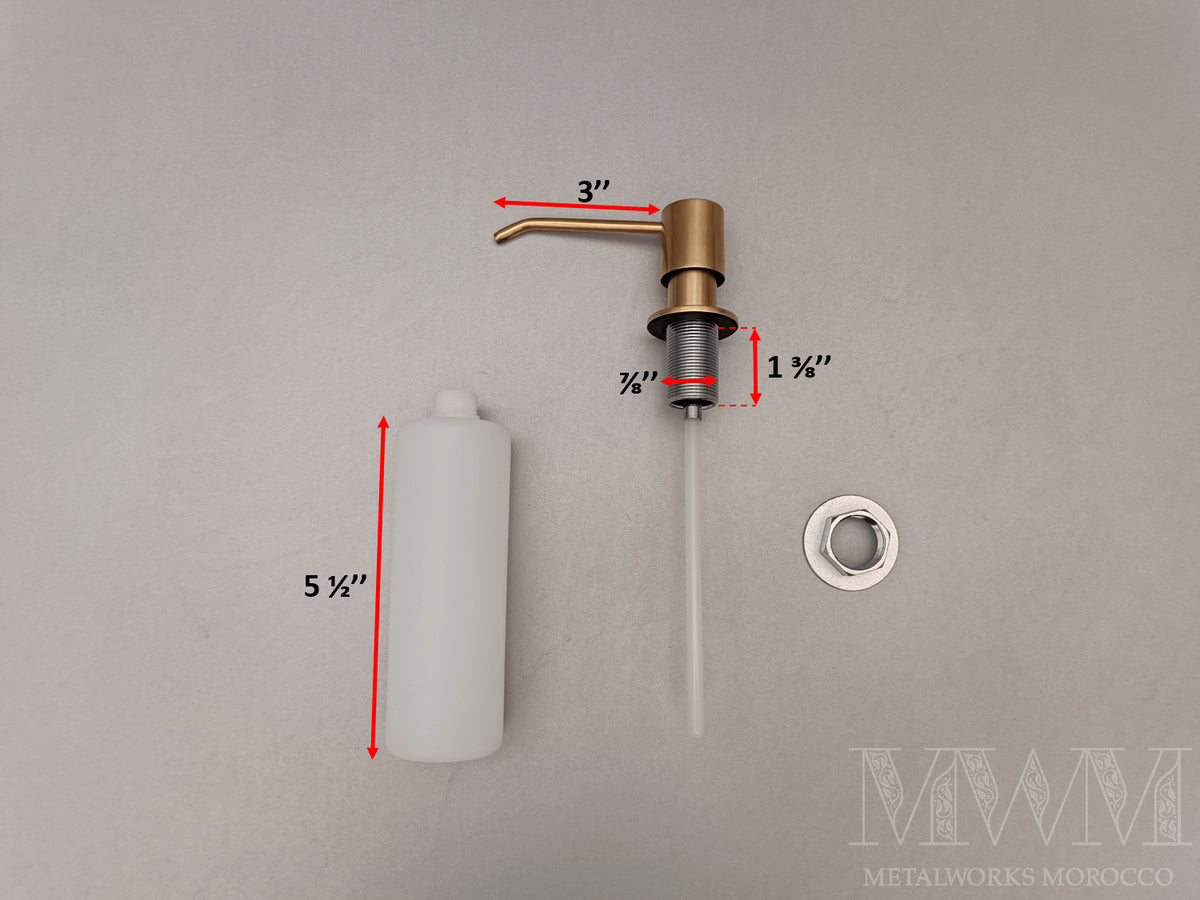 Unlacquered Brass Soap Dispenser Built-In Deck Mount – close-up detail view