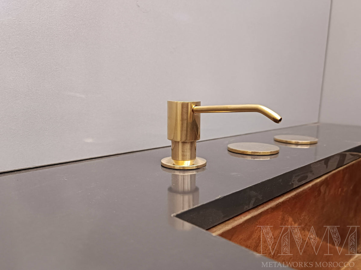 Unlacquered Brass Soap Dispenser Built-In Deck Mount