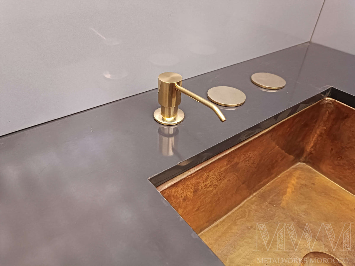 Unlacquered Brass Soap Dispenser Built-In Deck Mount