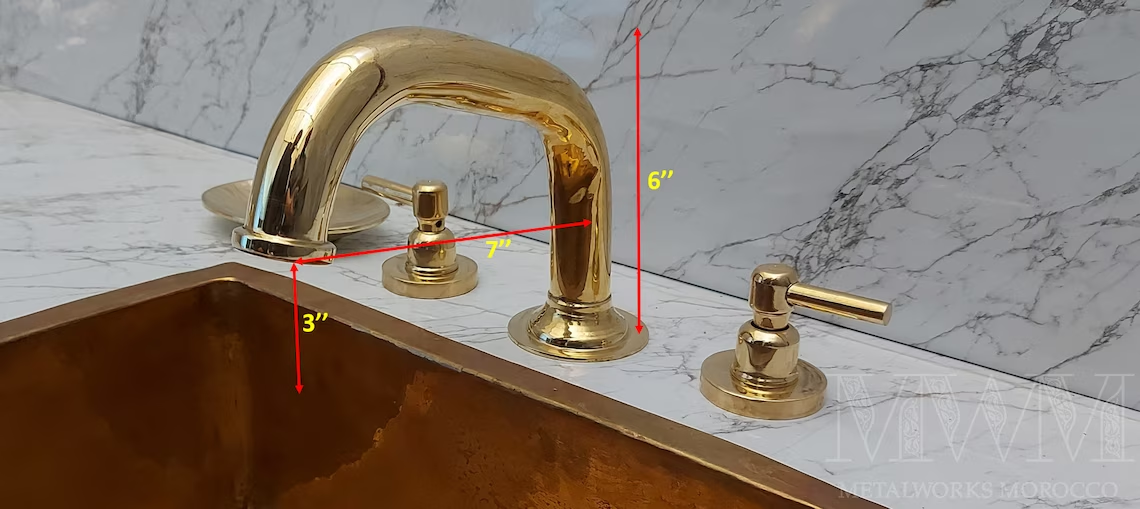 Polished Brass Widespread Bathroom Faucet Big Spout