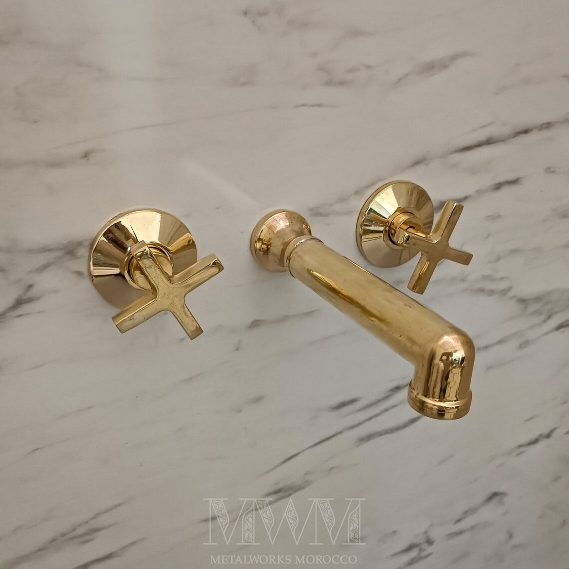 Raw Brass Wall Mount Tub Filler With Big Spout