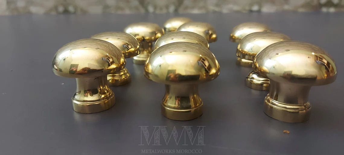Set Of Unlacquered Brass Cabinet Knobs For Kitchen