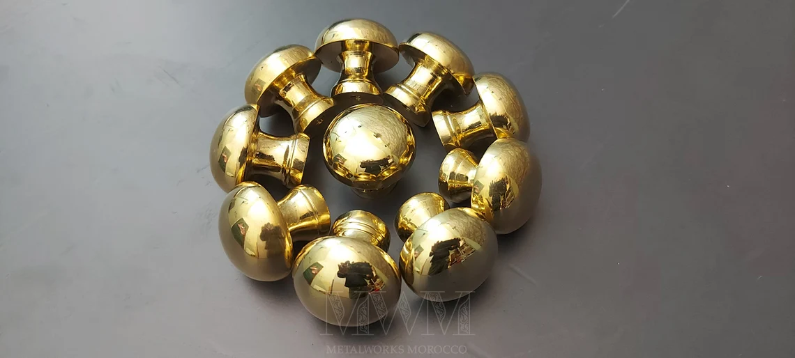 Set Of Unlacquered Brass Cabinet Knobs For Kitchen