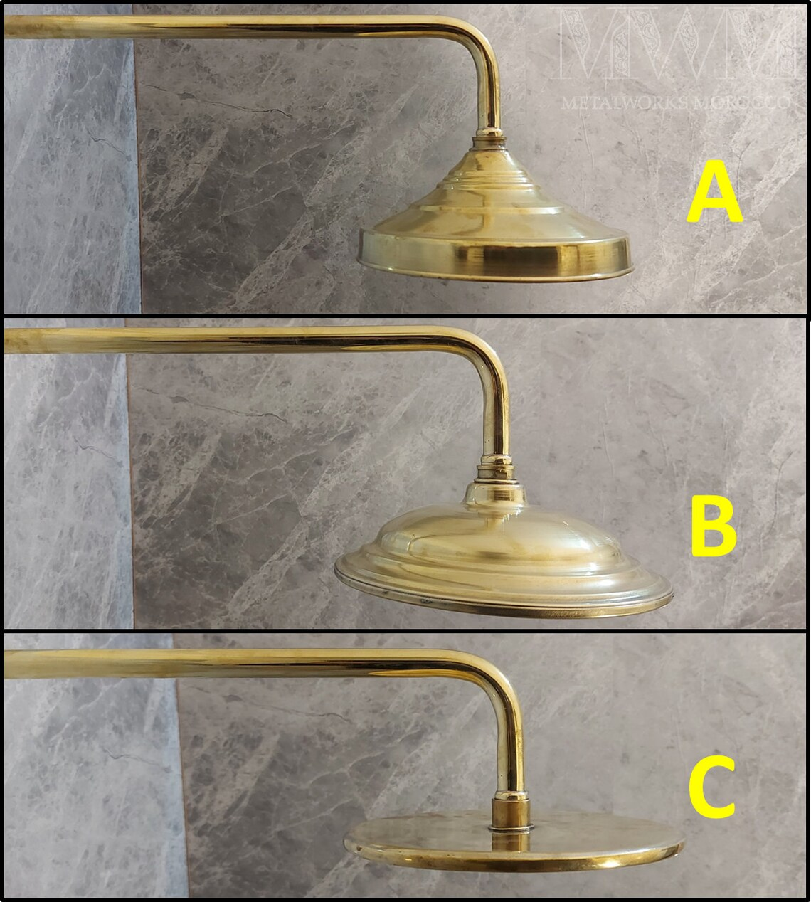 Solid Brass Bathtub And Exposed Shower Faucet Combo And Handheld spray head close-up showing nozzle pattern