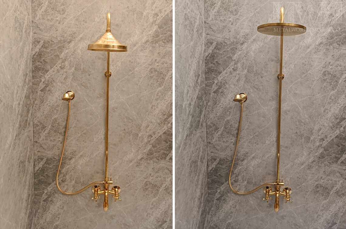Solid Brass Bathtub And Exposed Shower Faucet Combo And Handheld running water during use