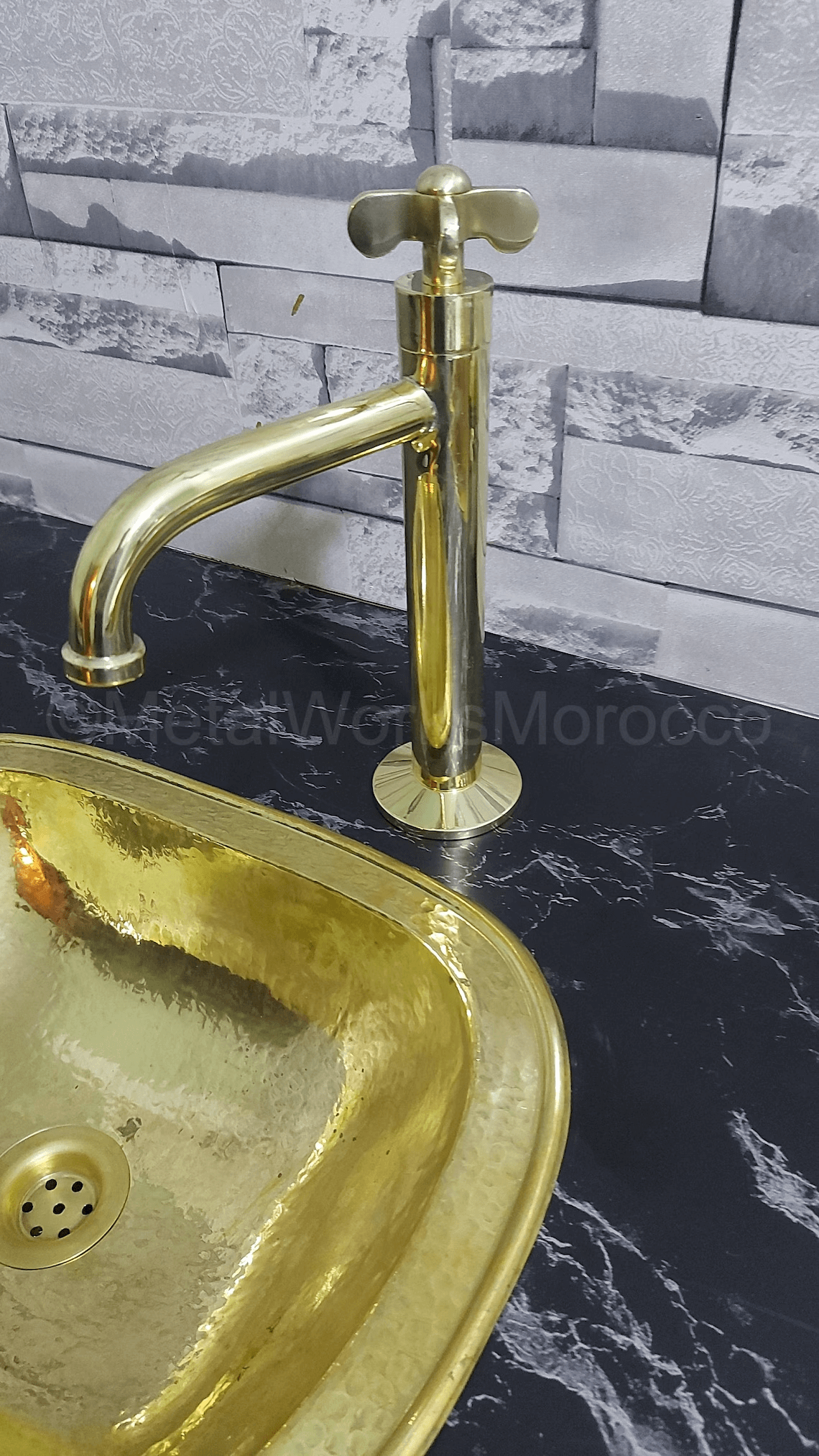 Solid Brass Vertical Single Handle Sink Faucet - Handmade Bathroom Faucet