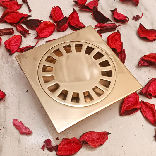 Square Unlacquered Brass Shower Drain