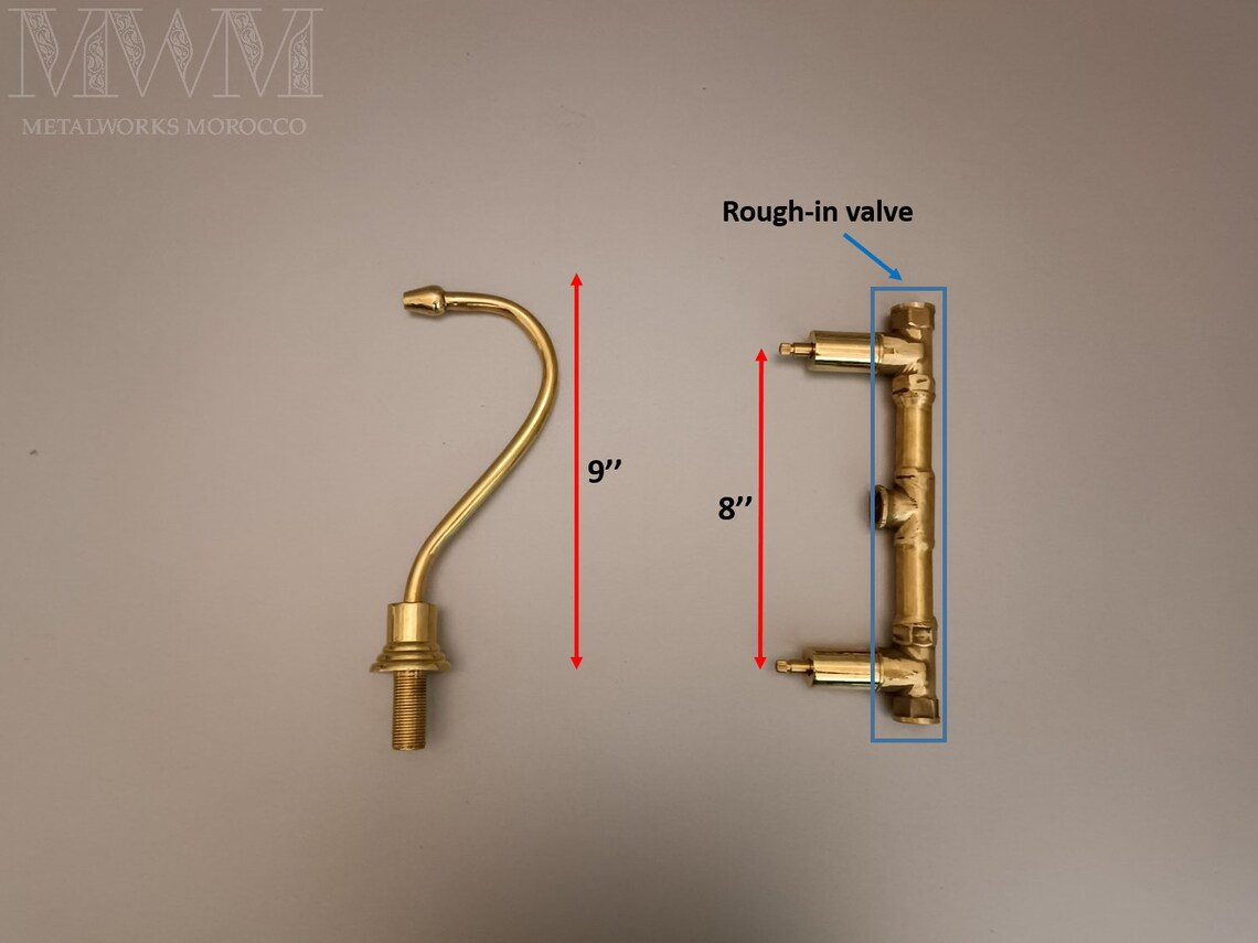 Thin Spout Unlacquered Brass Wall Mounted Sink Faucet For Bathroom