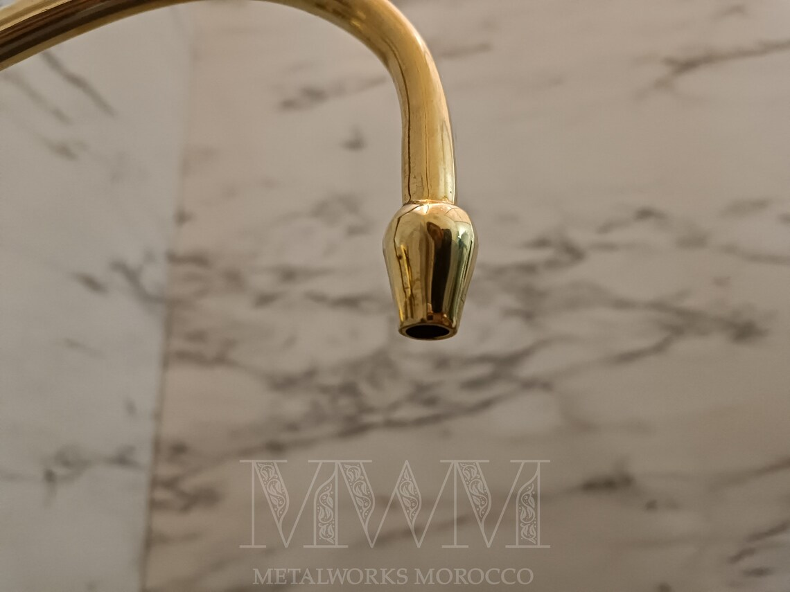 Thin Spout Unlacquered Brass Wall Mounted Sink Faucet For Bathroom