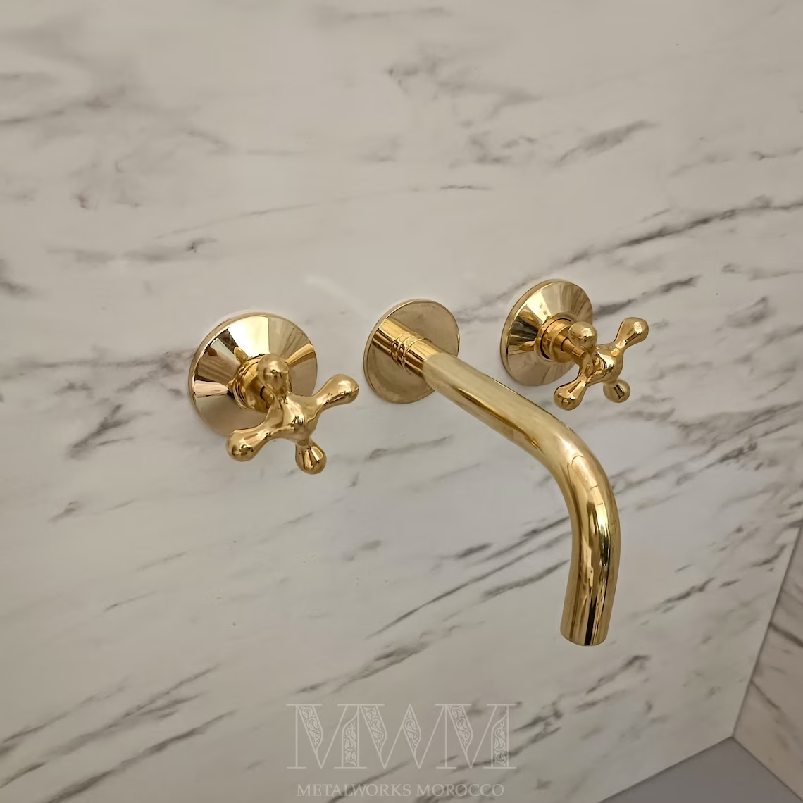 Uncoated Brass Wall Mount Bathtub Filler With Normal Spout