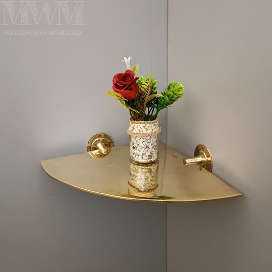 Unlacquered Brass Corner Shelf Wall Mount