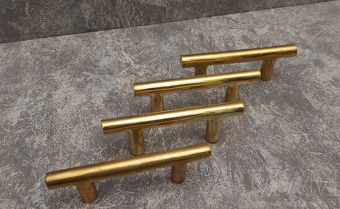 Unlacquered Brass Drawer Pulls Handles For Kitchen Cabinets – close-up detail view